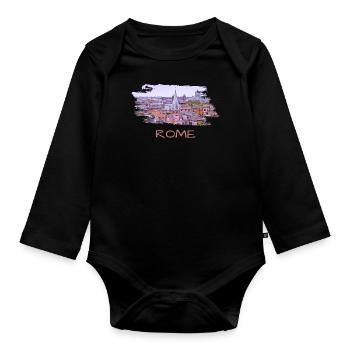 Rome Rom Italy Italien - Baby Bio-Langarm-Body - Schwarz - Vorne