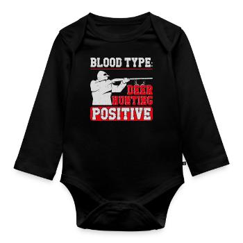 Buck Deer Hunting Hunter Blood - Organic Longsleeve Baby Bodysuit - black - Front