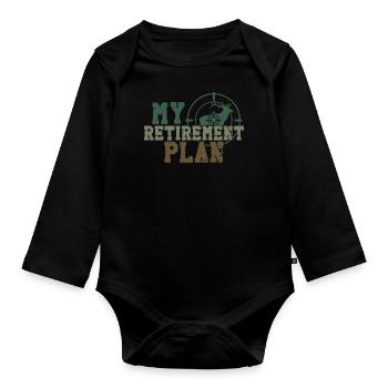 Buck Deer Hunting Hunter Retired - Organic Longsleeve Baby Bodysuit - black - Front