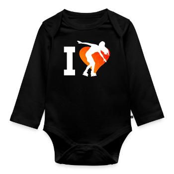Roller Skating Women's Roller Skates Roller Skates - Organic Longsleeve Baby Bodysuit - black - Front