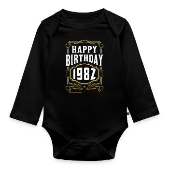 1982 Fête d’anniversaire Vieille année de construction - Body Bébé bio manches longues - noir - Devant