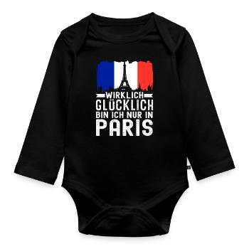 France Flag France Paris Marseille French - Organic Longsleeve Baby Bodysuit - black - Front