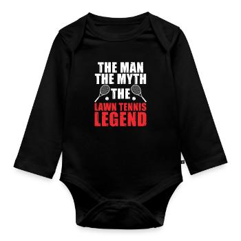 The Man The Myth Funny Tennis Humor For A Racket - Organic Longsleeve Baby Bodysuit - black - Front