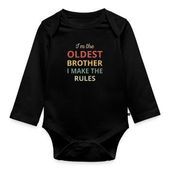 Correspondant frère aîné Je fais les règles - Body Bébé bio manches longues - noir - Devant