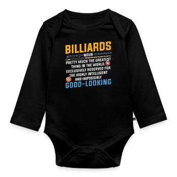 Billard Pool Billard Billardkugel Billardkö 8Ball - Baby Bio-Langarm-Body - Schwarz - Vorne