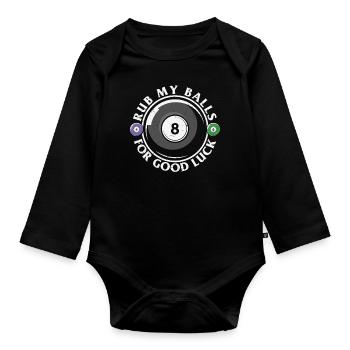Billard Pool Billard Billardkugel Billardkö 8Ball - Baby Bio-Langarm-Body - Schwarz - Vorne