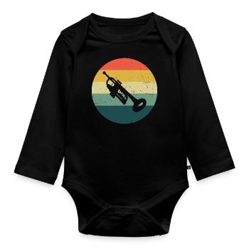 Women's Men's Trumpet Player Trumpet Playing - Organic Longsleeve Baby Bodysuit - black - Front