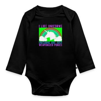 J’AIME UNICORN Unicorn - Body Bébé bio manches longues - noir - Devant