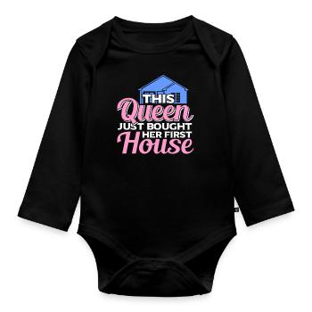 Hausbesitzer Eigentümer Geschenk Hauseigentümer - Baby Bio-Langarm-Body - Schwarz - Vorne
