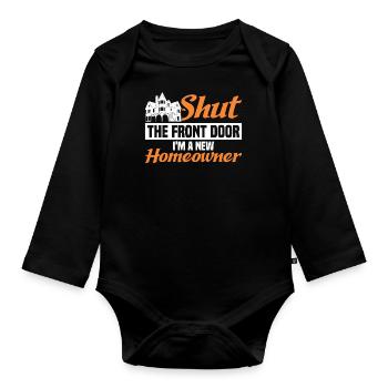 Hausbesitzer Eigentümer Geschenk Hauseigentümer - Baby Bio-Langarm-Body - Schwarz - Vorne
