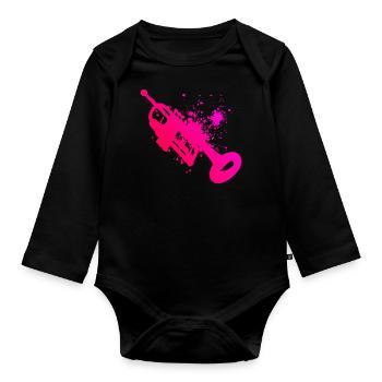 Women's Trumpet Playing - Organic Longsleeve Baby Bodysuit - black - Front