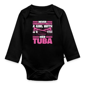 Tubiste tuba - Body Bébé bio manches longues - noir - Devant