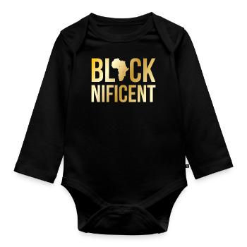 Blacknificent For Proud African Americans - Organic Longsleeve Baby Bodysuit - black - Front