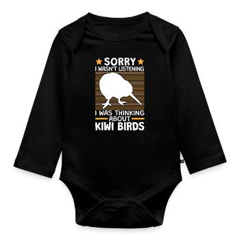 J’ai pensé à Kiwi Bird Schnepfenstrauß - Body Bébé bio manches longues - noir - Devant