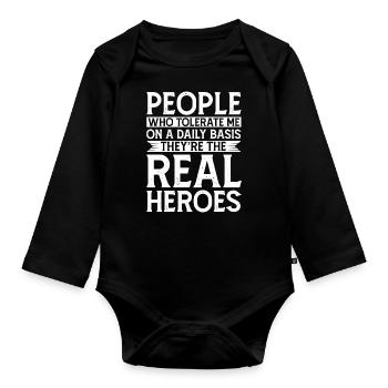 Sarcasm Humor Irony Cynic Saying - Organic Longsleeve Baby Bodysuit - black - Front