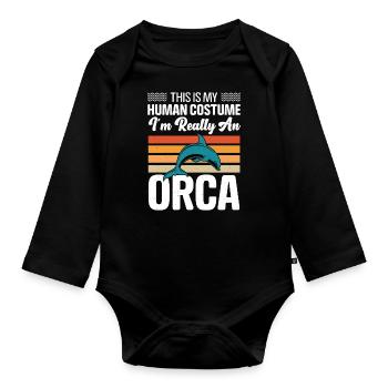 Orca Sea Nature Funny Marine Animals Water Ocean - Organic Longsleeve Baby Bodysuit - black - Front