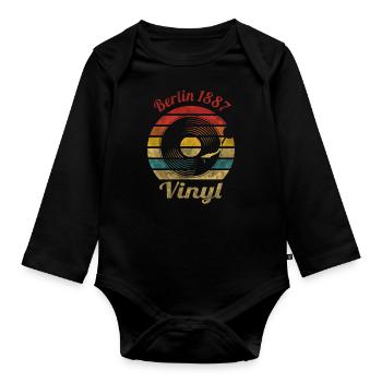 Berlin 1887 Vinyl Retro Vintage Music. - Baby Bio-Langarm-Body - Schwarz - Vorne