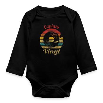Captain Vinyl Retro Musique Vintage - Body Bébé bio manches longues - noir - Devant