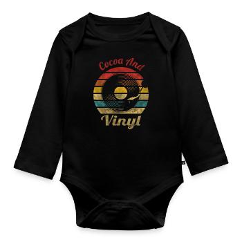 Cocoa and Vinyl Retro Vintage Music - Baby Bio-Langarm-Body - Schwarz - Vorne