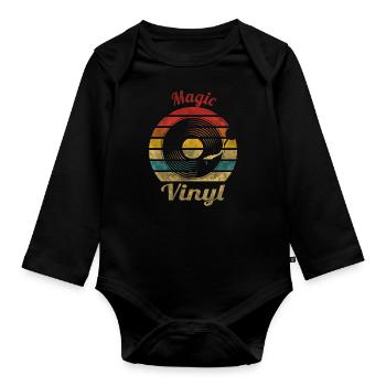 Magic Vinyl Retro Vintage Music - Organic Longsleeve Baby Bodysuit - black - Front