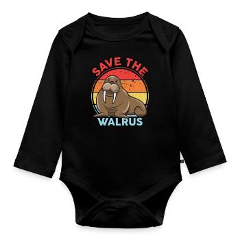 Sauvez Walrus Morse Amoureux des animaux Bien-être animal Animal - Body Bébé bio manches longues - noir - Devant