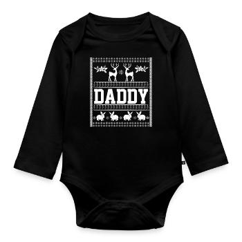 Christmas Family Christmas Outfit Father - Organic Longsleeve Baby Bodysuit - black - Front