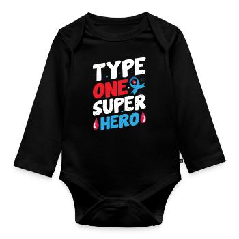 Insulin Junkie Diabetiker Diabetes Zucker Typ1 - Baby Bio-Langarm-Body - Schwarz - Vorne