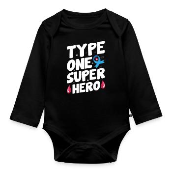 Insulin Junkie Diabetiker Diabetes Zucker Typ1 - Baby Bio-Langarm-Body - Schwarz - Vorne