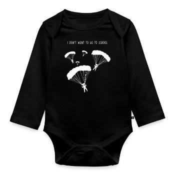 Ich will nicht zur Schule gehen - Baby Bio-Langarm-Body - Schwarz - Vorne