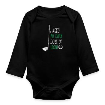 Golf Golfeur Présent Golf Player Golf Club Golf Ball - Body Bébé bio manches longues - noir - Devant