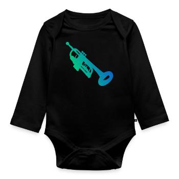 Trompete Trompeten Spieler Trumpet Player - Baby Bio-Langarm-Body - Schwarz - Vorne
