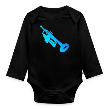 Trumpet Men Trumpet Playing Trumpet Players - Organic Longsleeve Baby Bodysuit - black - Front