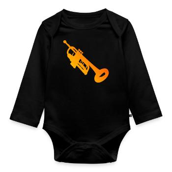 Men's Trumpet Playing Trumpeter Trumpet Players - Organic Longsleeve Baby Bodysuit - black - Front