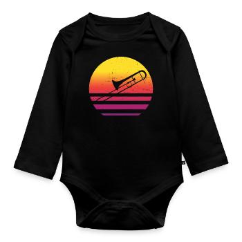 Brass Instrument Ladies Trombone Tenor Trombone - Organic Longsleeve Baby Bodysuit - black - Front