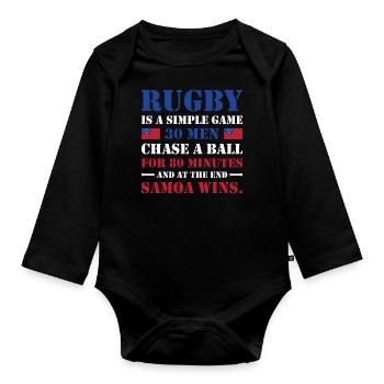 Rugby Is A Simple Game Samoa Rugby - Baby Bio-Langarm-Body - Schwarz - Vorne
