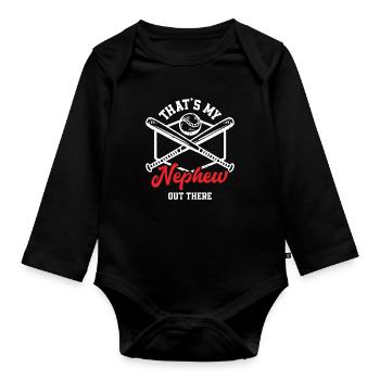 Baseball Neffe - Baby Bio-Langarm-Body - Schwarz - Vorne