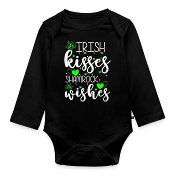 Happiness Love Joie de vivre - Organic Longsleeve Baby Bodysuit - black - Front