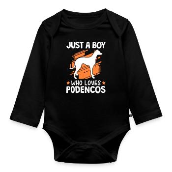 Garçon qui aime le chien de chasse espagnol - Body Bébé bio manches longues - noir - Devant