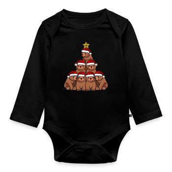 Arbre de Noël de l’ours - Body Bébé bio manches longues - noir - Devant