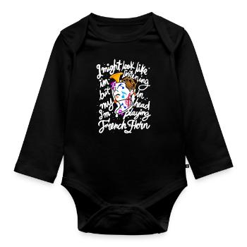 Français d’instruments de musique de cor - Body Bébé bio manches longues - noir - Devant