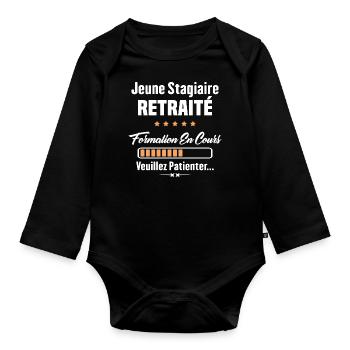 Jeune stagiaire retraité formation en cours - Body Bébé bio manches longues - noir - Devant