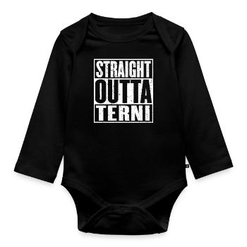 Straight Outta Terni Vintage - Organic Longsleeve Baby Bodysuit - black - Front