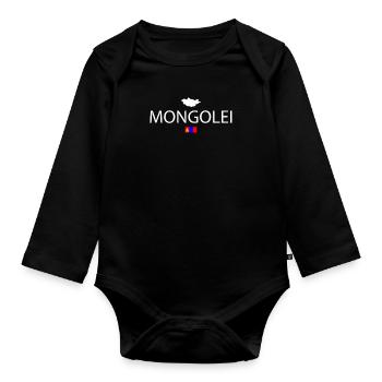 Mongolei Reise - Baby Bio-Langarm-Body - Schwarz - Vorne