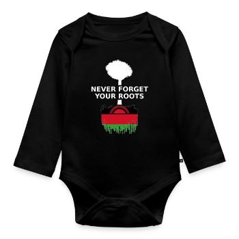 Malawi Never Forget Your Roots - Baby Bio-Langarm-Body - Schwarz - Vorne