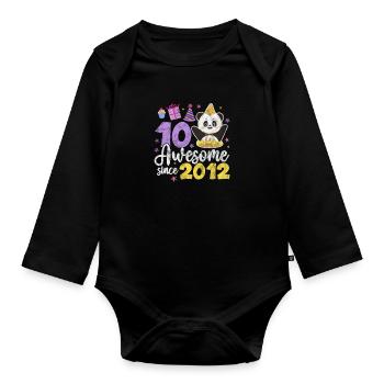 Panda 10e anniversaire - Body Bébé bio manches longues - noir - Devant