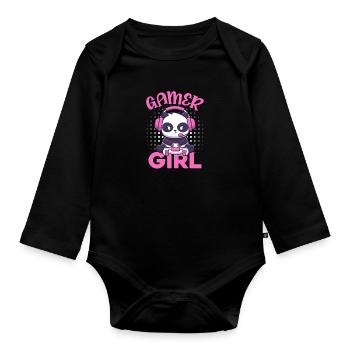 Panda Gamer Girl Panda Bear Animal Pandas Gift - Organic Longsleeve Baby Bodysuit - black - Front