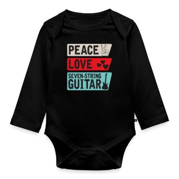 Peace Love Seven-String Guitar Music - Baby Bio-Langarm-Body - Schwarz - Vorne