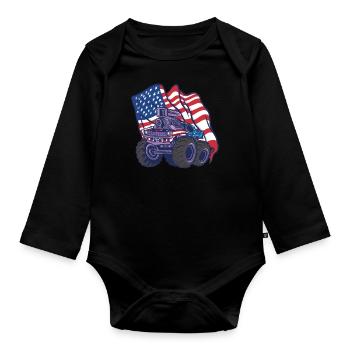 Monster Truck Auto Trucks - Organic Longsleeve Baby Bodysuit - black - Front