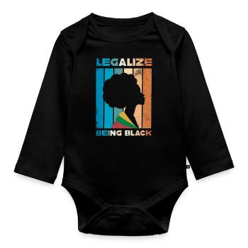 Légalisez-le pour être noir, rétro pour - Body Bébé bio manches longues - noir - Devant