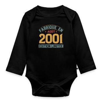 Fabriqué En Août 2001 Édition Limitée - Body Bébé bio manches longues - noir - Devant